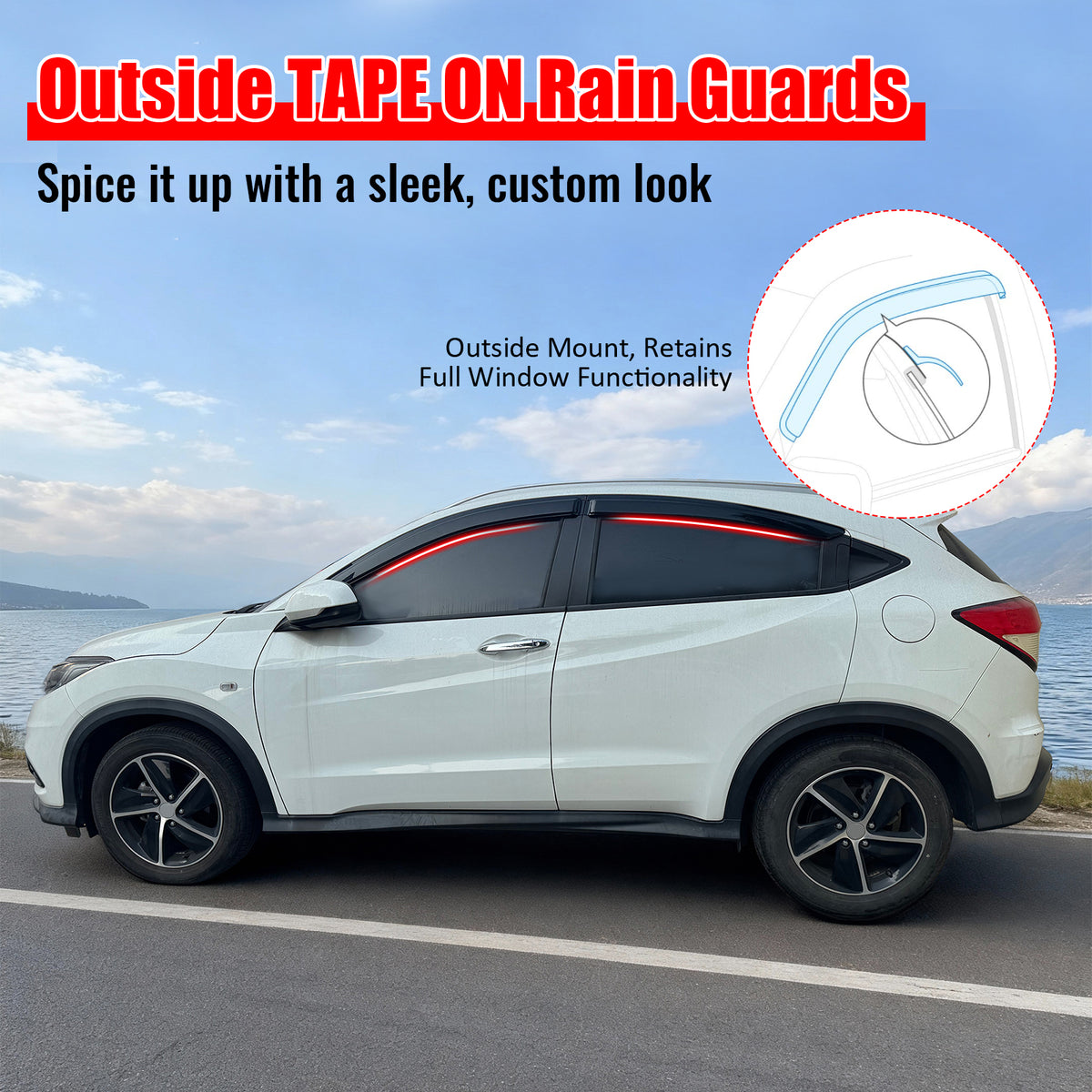 Fits 16-22 Honda HR-V Window Visors Smoke Acrylic Rain Wind Sun Deflector 4PCS