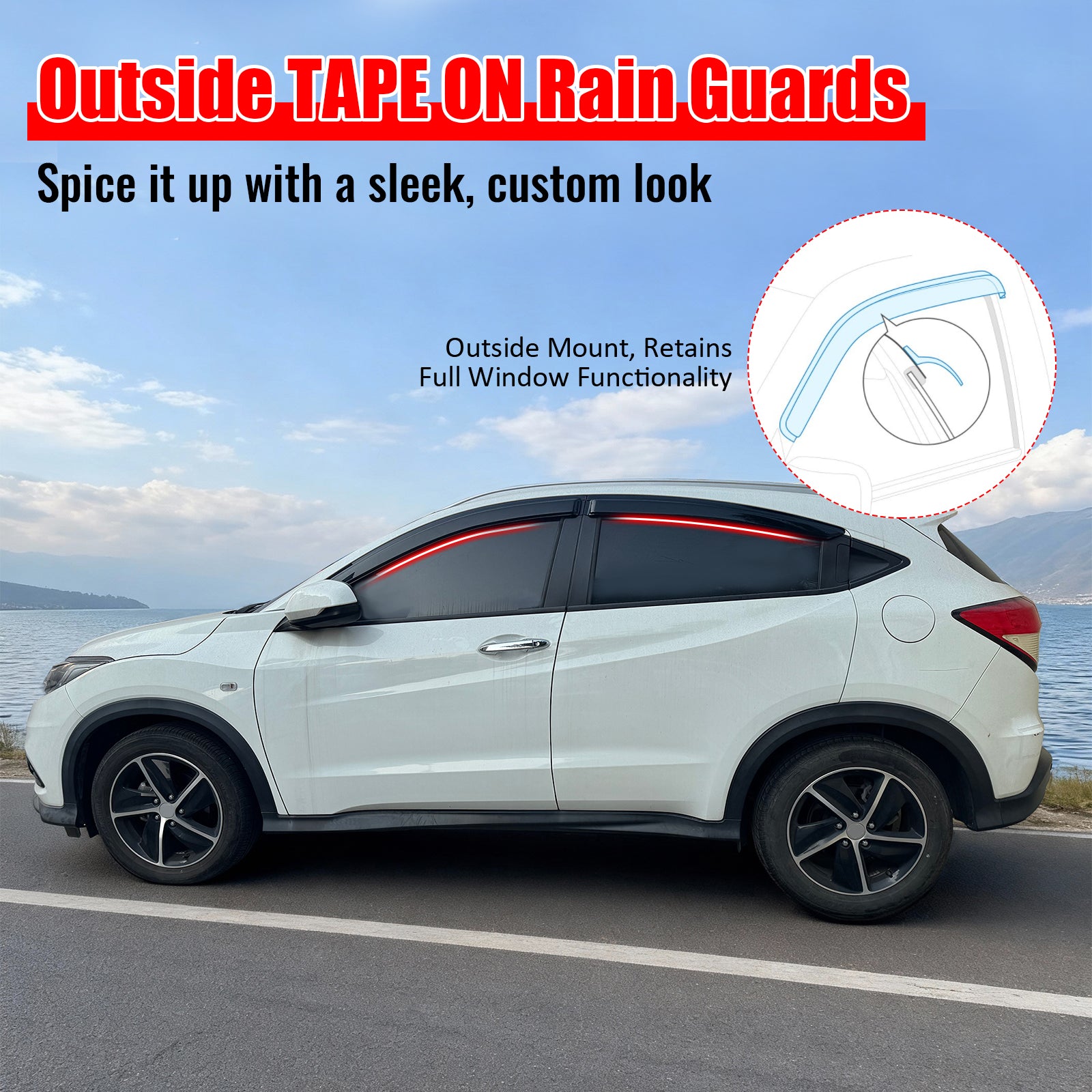 Fits 16-22 Honda HR-V Window Visors Smoke Acrylic Rain Wind Sun Deflector 4PCS