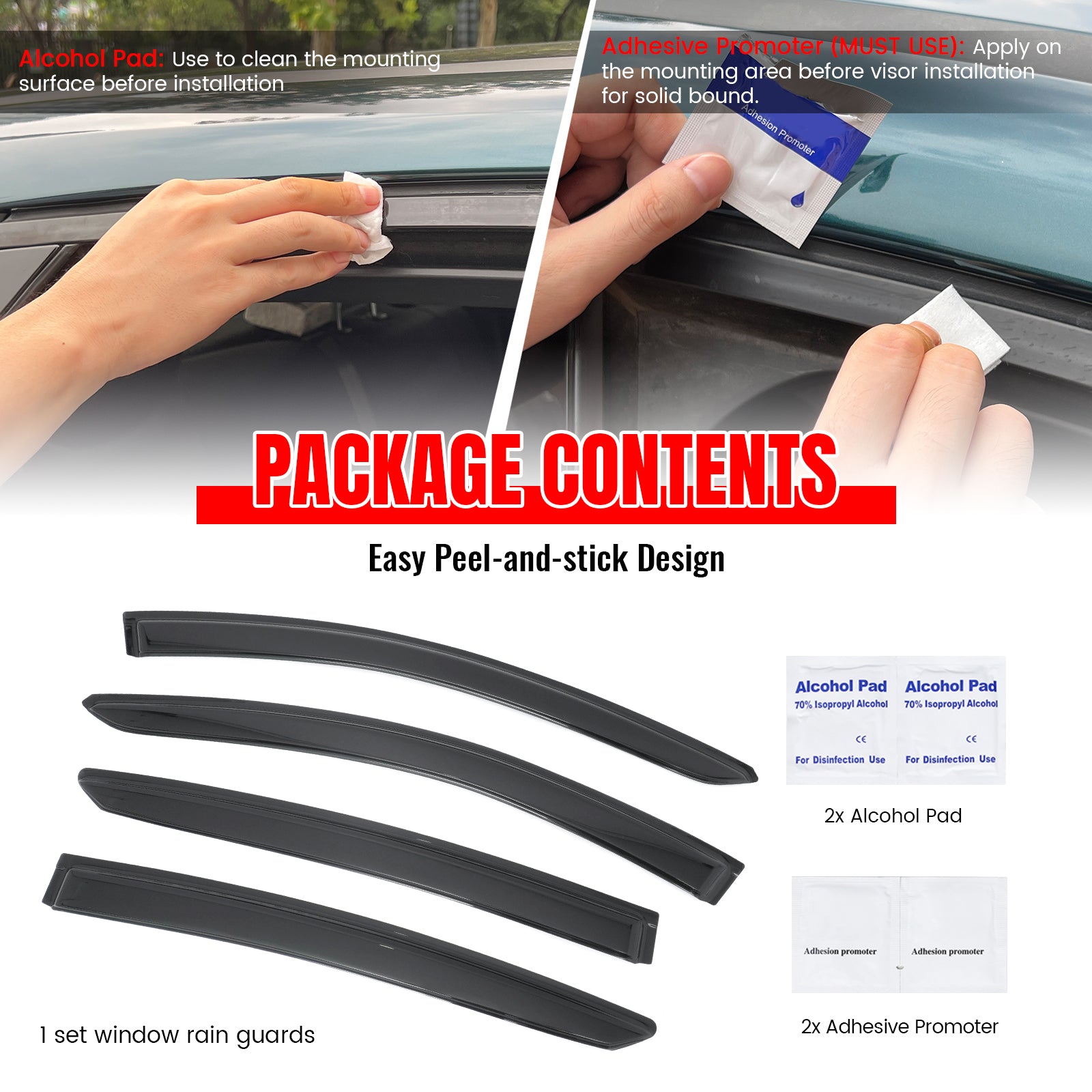 Fits 16-22 Honda HR-V Window Visors Smoke Acrylic Rain Wind Sun Deflector 4PCS