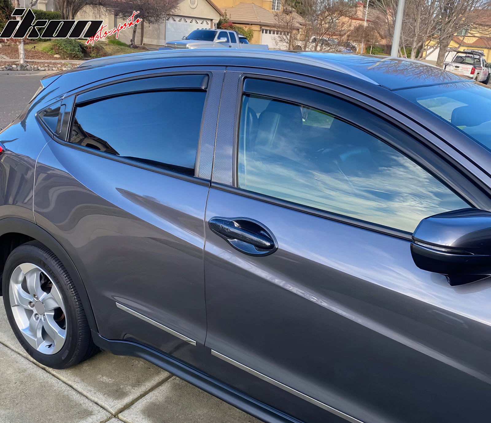 IKON MOTORSPORTS In Channel Window Visors Compatible with 2016-2022 Honda HR-V, Slim Style Acrylic Smoke Rain Guards, Side Window Wind Deflectors 4PCS