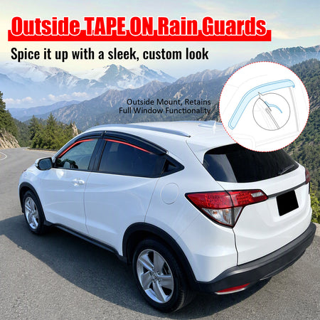 Fits 16-22 Honda HR-V Mugen Style Window Visor Acrylic 4PC Sun Rain Guard Shield