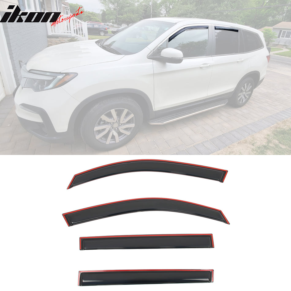 2016-2022 Honda Pilot 4PCS Side Window Visors Deflectors - In-Channel