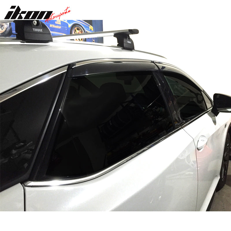 Window Visor Compatible With 2016-2022 Lexus RX350 RX450h, Injection Polycarbonate with Chrome Trim Air Deflector Rain Guard Shade by IKON MOTORSPORTS, 2017 2018 2019 2020 2021