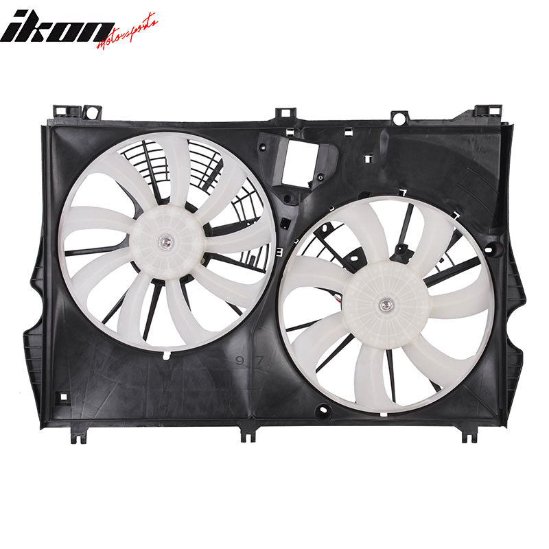 IKON MOTORSPORTS Radiator Cooling Fan Assembly Replacement for 2016-2022 Lexus RX350 V6/3.5L Without Towing, 16711-0P340 LX3115142 Automotive Dual Engine Fans, Black