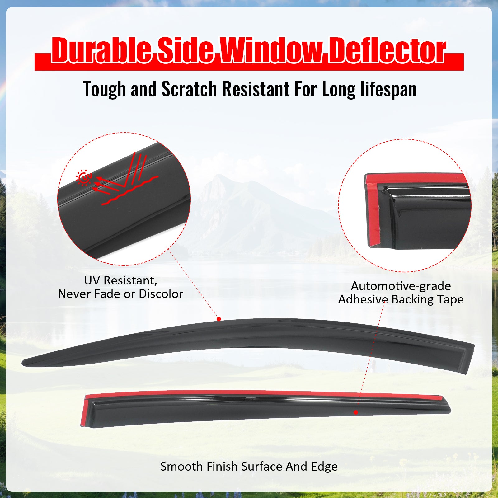 Fits 16-22 Toyota Prius& Prius Prime 4PCS Window Visors Smoke Acrylic Deflectors