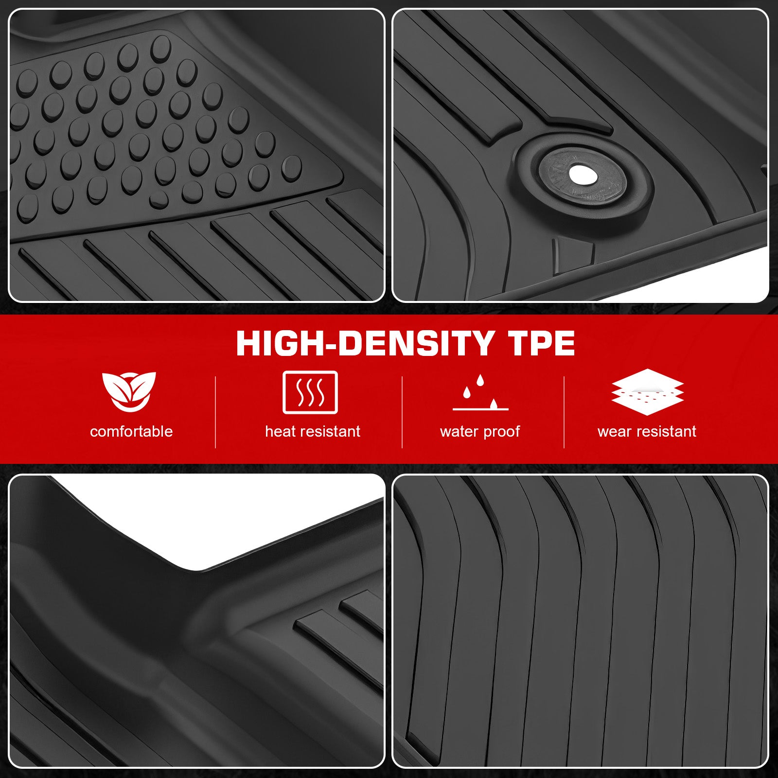 IKON MOTORSPORTS 3D TPE Floor Mats, Compatible with 2016-2023 Audi TT/TT Quattro/TT RS Quattro/TTS/TTS Quattro, All Weather Waterproof Floor Liners, Front & 2nd Row Car Interior Accessories, Black
