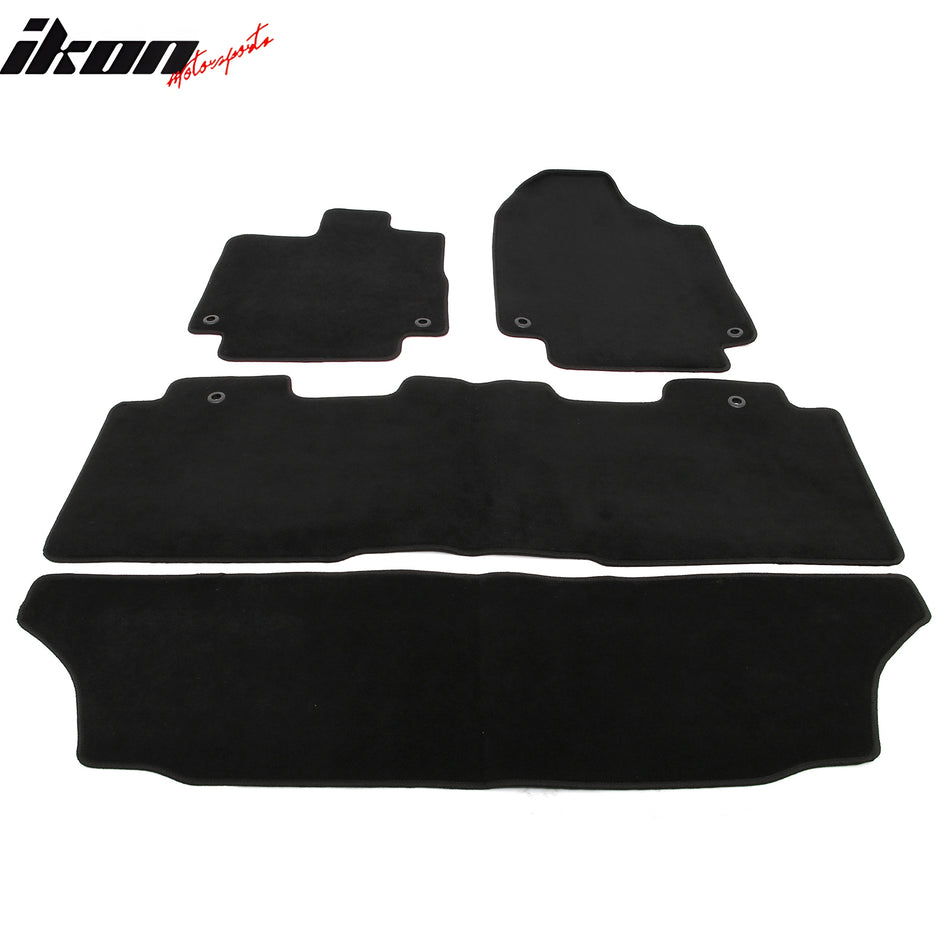 IKON MOTORSPORTS, Nylon Car Floor Mats Compatible with 2016-2023 Nissan Maxima, OE Fitment Style Black Driver Passenger Car Carpets, Front Rear 4PCS Full Set