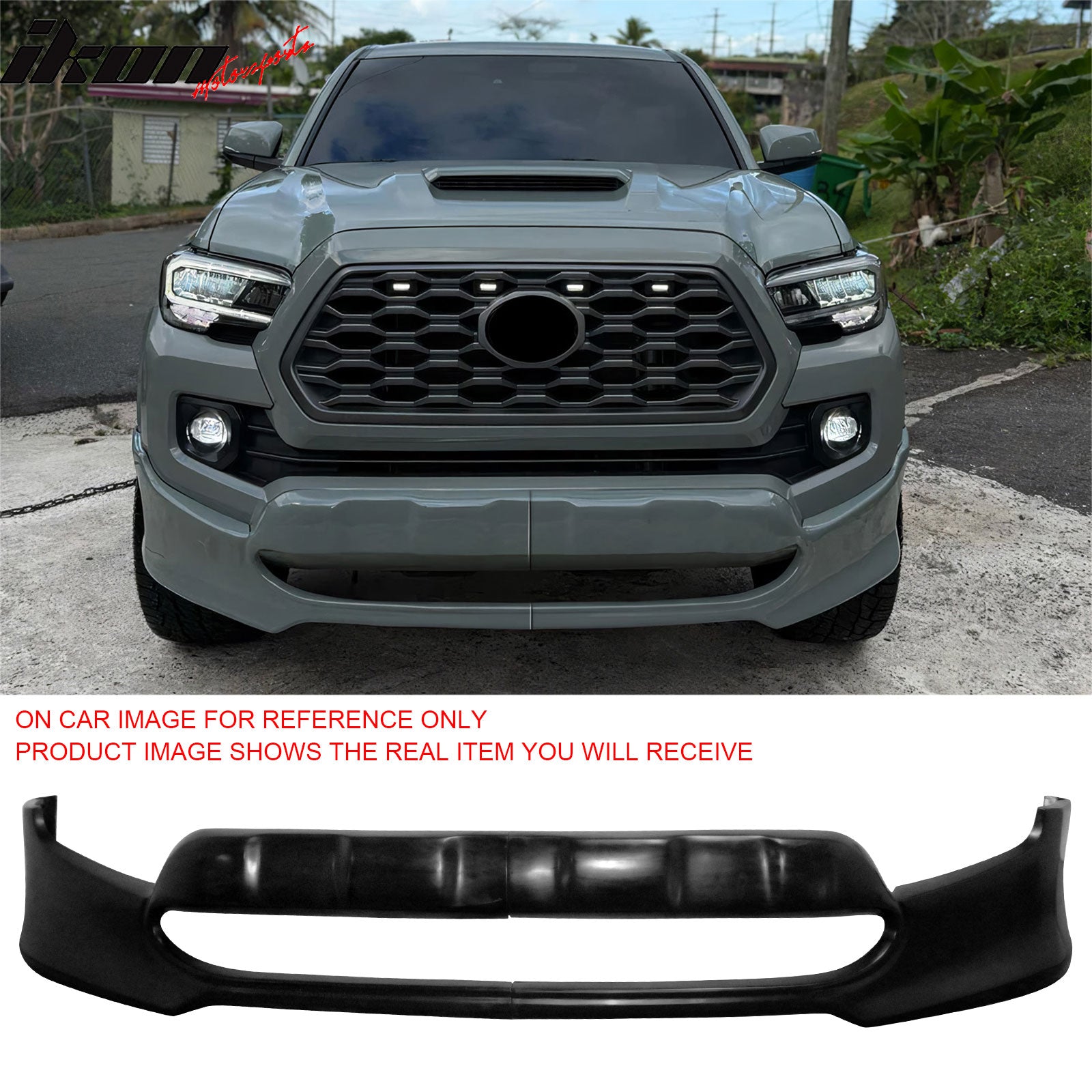 Front Bumper Lip for 2016-2023 Toyota Tacoma IKON Unpainted Black