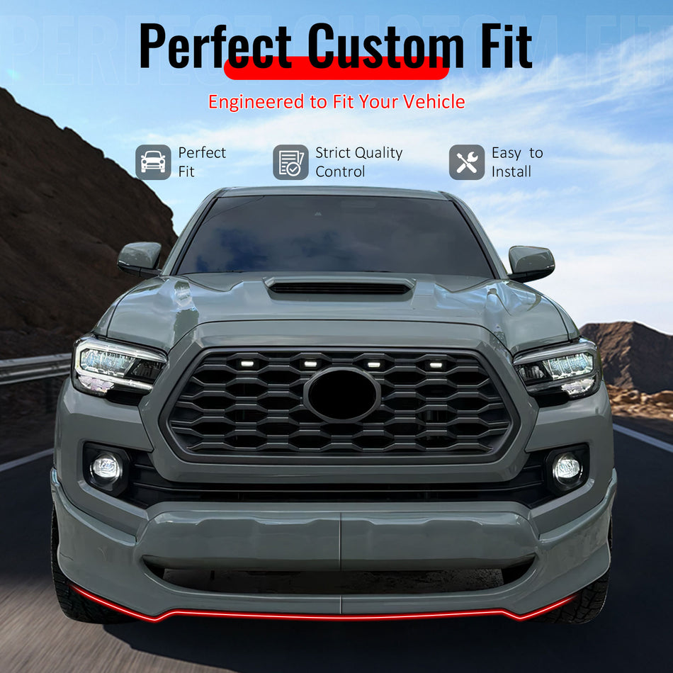 Fits 16-23 Toyota Tacoma IKON Style Front Bumper Lip Spoiler PU Unpainted 2PCS