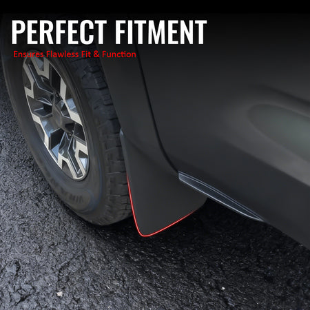 IKON MOTORSPORTS Mud Flap, Compatible with 2016-2023 Toyota Tacoma with OEM Fender Flares (Not Fit SR Models), Black PP Polypropylene Mud Guards Splash, Front Rear 4PCS Set