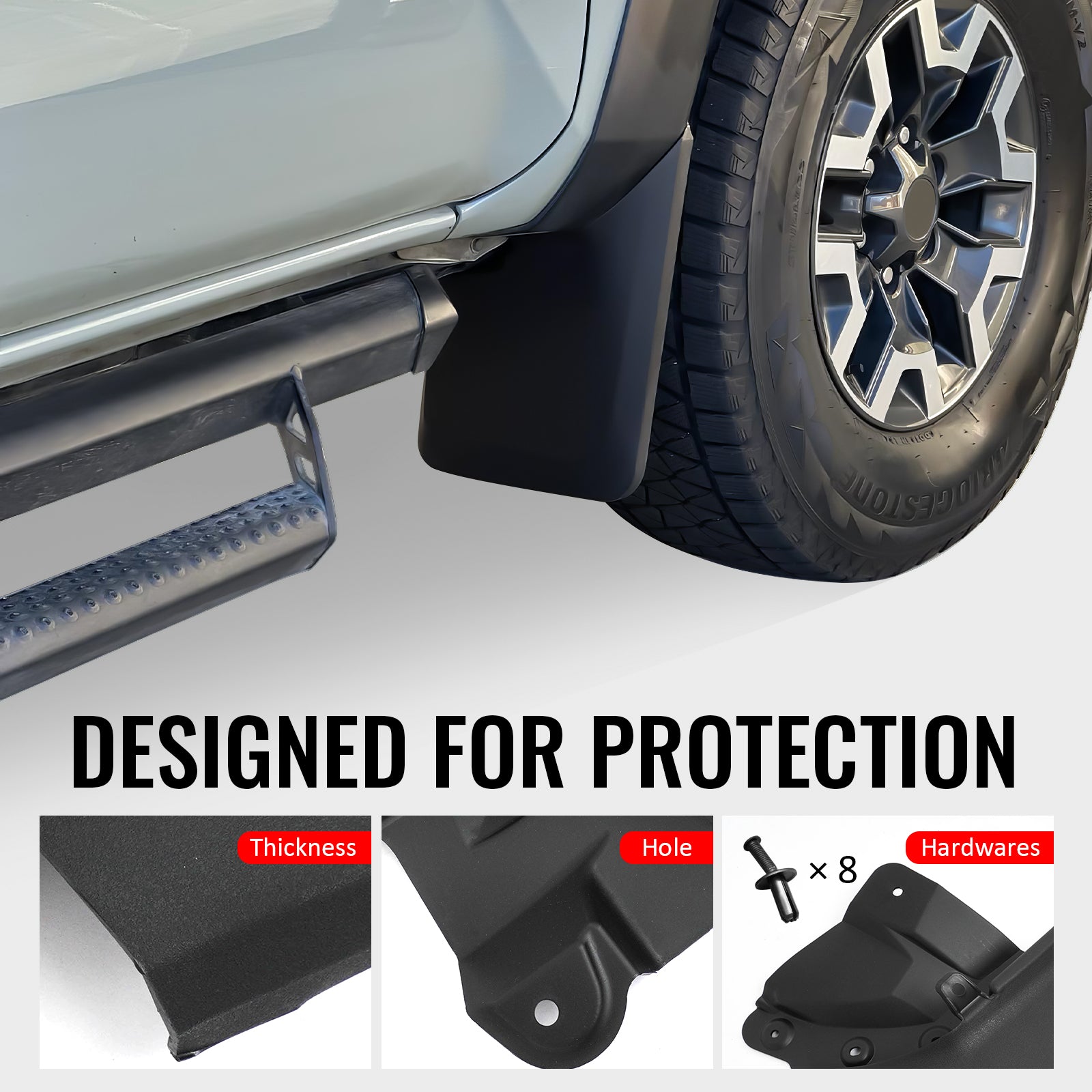 Fits 16-23 Toyota Tacoma W/OE Fender Flare Mud Flaps Wheel Arch Splash Guards PP
