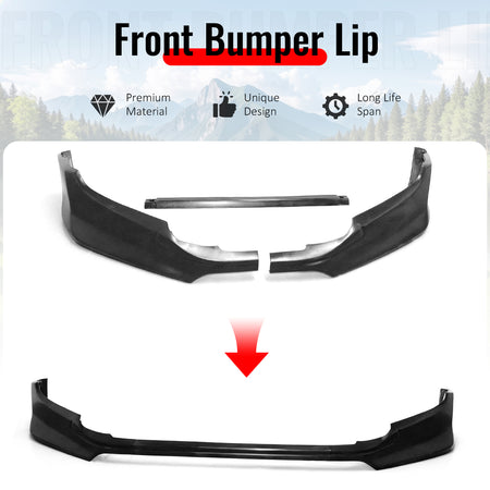 Fits 16-23 Toyota Tacoma IK Style 3PCS Front Bumper Lip Spoiler Unpainted PU