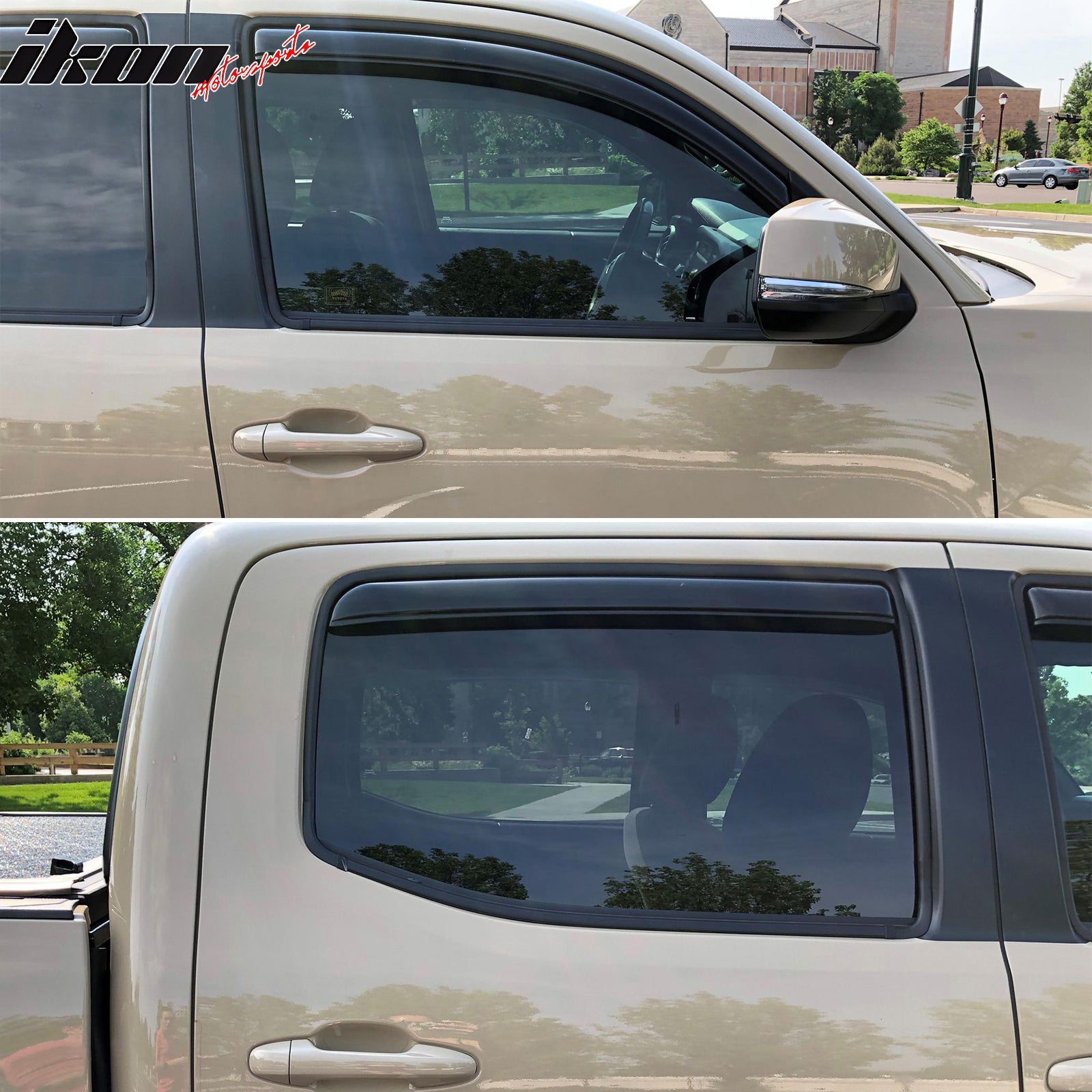 Fits 16-23 Toyota Tacoma Double Cab In-Channel Window Visors Acrylic Rain Shade
