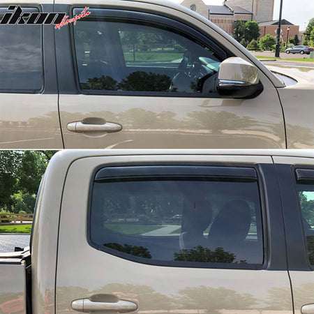Fits 16-23 Toyota Tacoma Double Cab In-Channel Window Visors Acrylic Rain Shade