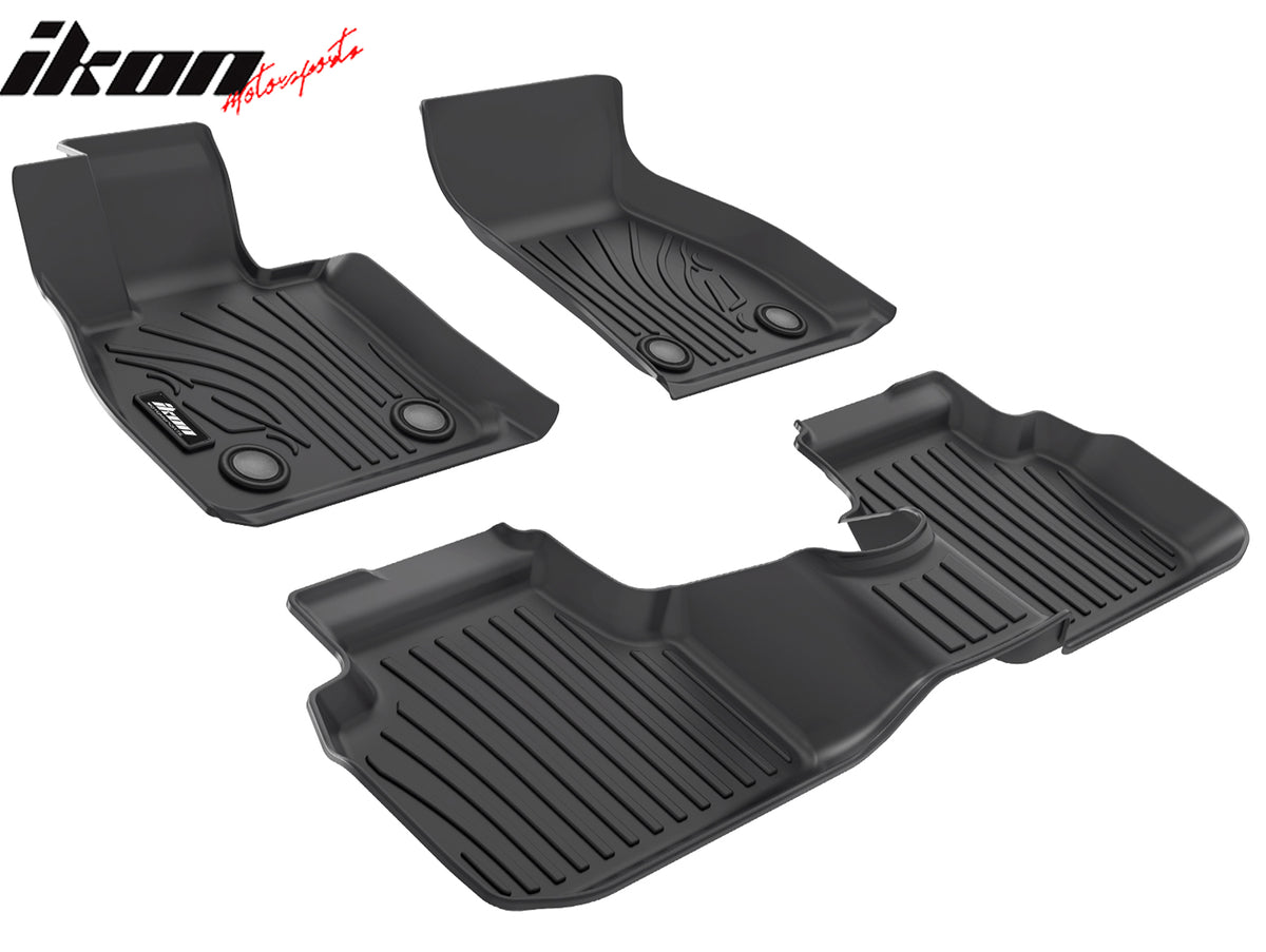 IKON MOTORSPORTS 3D Molded TPE Floor Mats, Compatible with 2016-2024 Mini Cooper Clubman, All Weather Waterproof Anti-Slip Floor Liners, Front 2nd Row Interior Accessories 3PCS