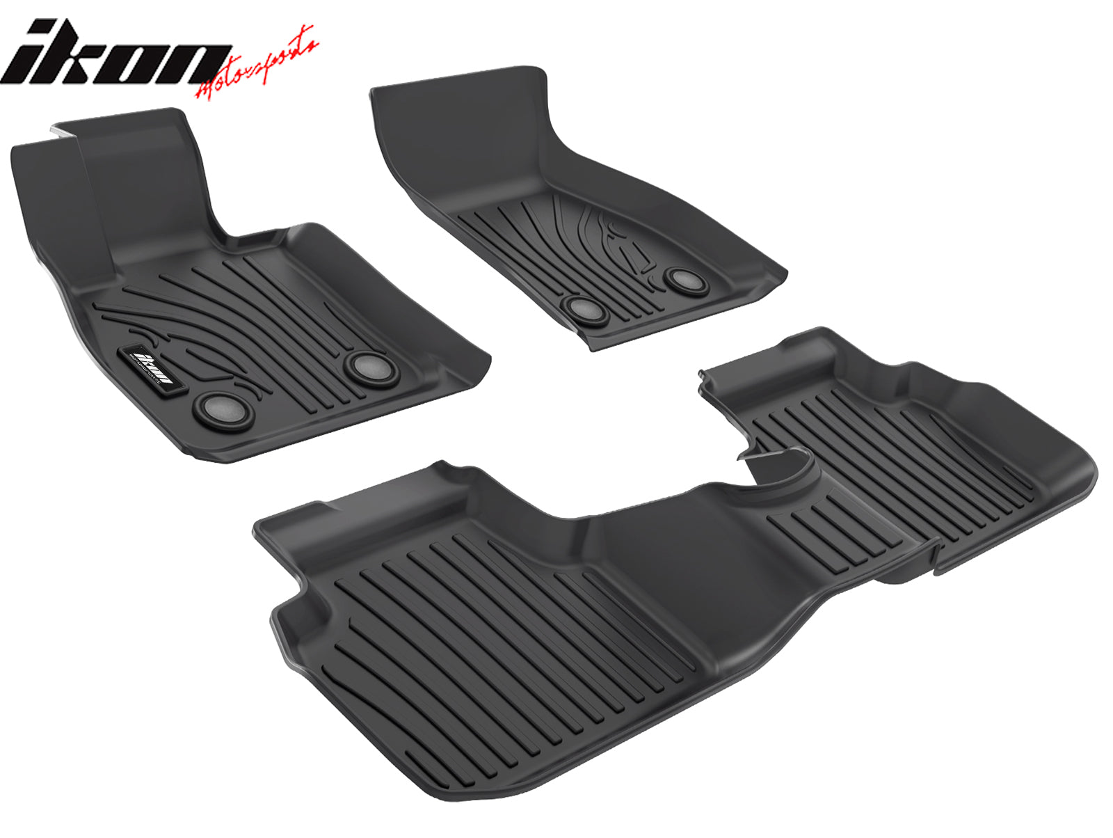 IKON MOTORSPORTS 3D Molded TPE Floor Mats, Compatible with 2016-2024 Mini Cooper Clubman, All Weather Waterproof Anti-Slip Floor Liners, Front 2nd Row Interior Accessories 3PCS