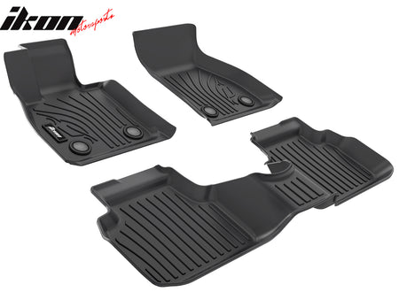 IKON MOTORSPORTS 3D Molded TPE Floor Mats, Compatible with 2016-2024 Mini Cooper Clubman, All Weather Waterproof Anti-Slip Floor Liners, Front 2nd Row Interior Accessories 3PCS