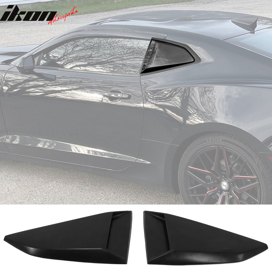 2016-2024 Chevy Camaro Unpainted Black Quarter Window Louvers Cover PU