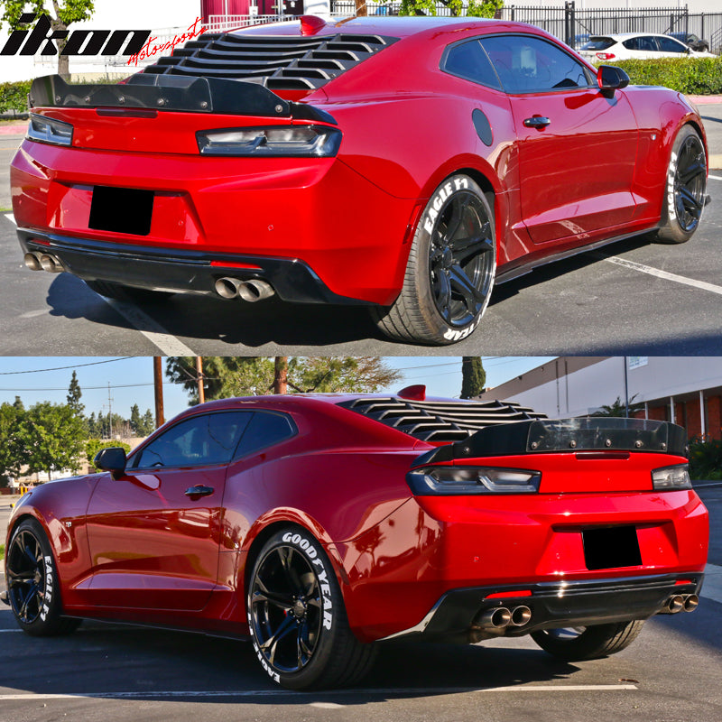 Fits 16-24 Chevy Camaro IKON Style Rear Window Louver + 2PCS Side Window Louvers