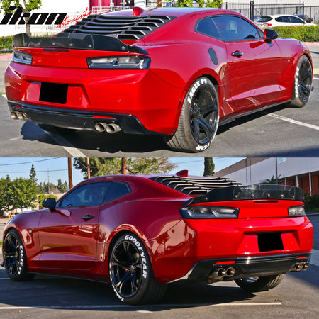 Fits 16-24 Chevy Camaro IKON Style Rear Window Louver + 2PCS Side Window Louvers