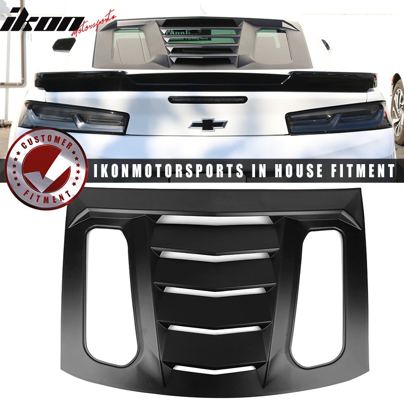 IKON MOTORSPORTS, Window Louver Compatible With 2016-2024 Chevy Camaro, IKON V2 Style,Rear Louver and Side Quarter Scoop Louvers