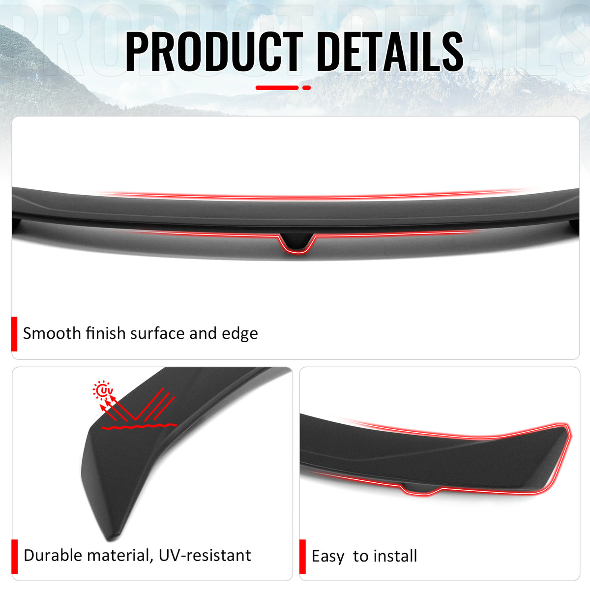 Fits 16-24 Chevrolet Camaro 2DR ZL1 Style Unpainted Black Rear Trunk Spoiler ABS