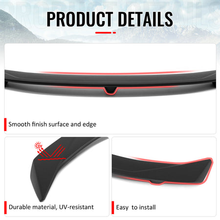Fits 16-24 Chevrolet Camaro 2DR ZL1 Style Unpainted Black Rear Trunk Spoiler ABS