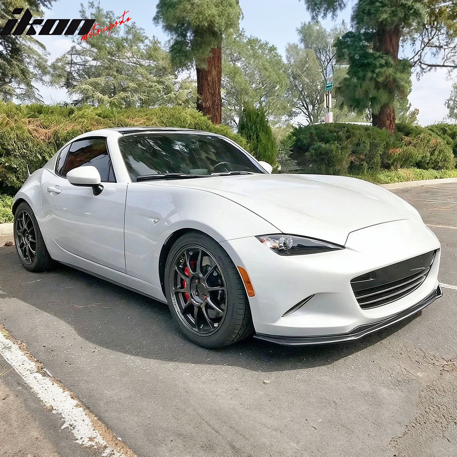 IKON MOTORSPORTS Front Bumper Lip, Compatible with 2016-2025 Mazda MX-5/MX-5 Miata, IKON V4 Style Unpainted Black PU Poly Urethane Air Dam Chin Spoiler Protector Splitter 1PC