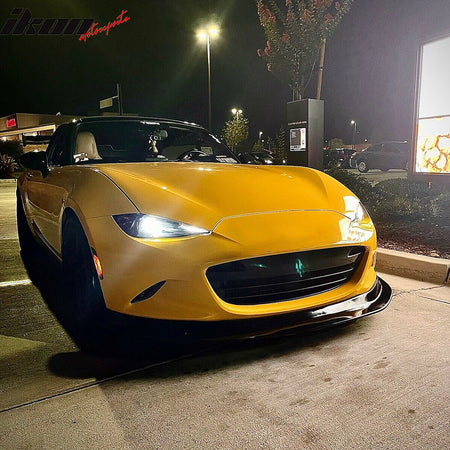 IKON MOTORSPORTS Front Bumper Lip, Compatible with 2016-2025 Mazda MX-5 Miata, MDA Style Unpainted Black PU Polyurethane Air Dam Chin Spoiler Protector Splitter