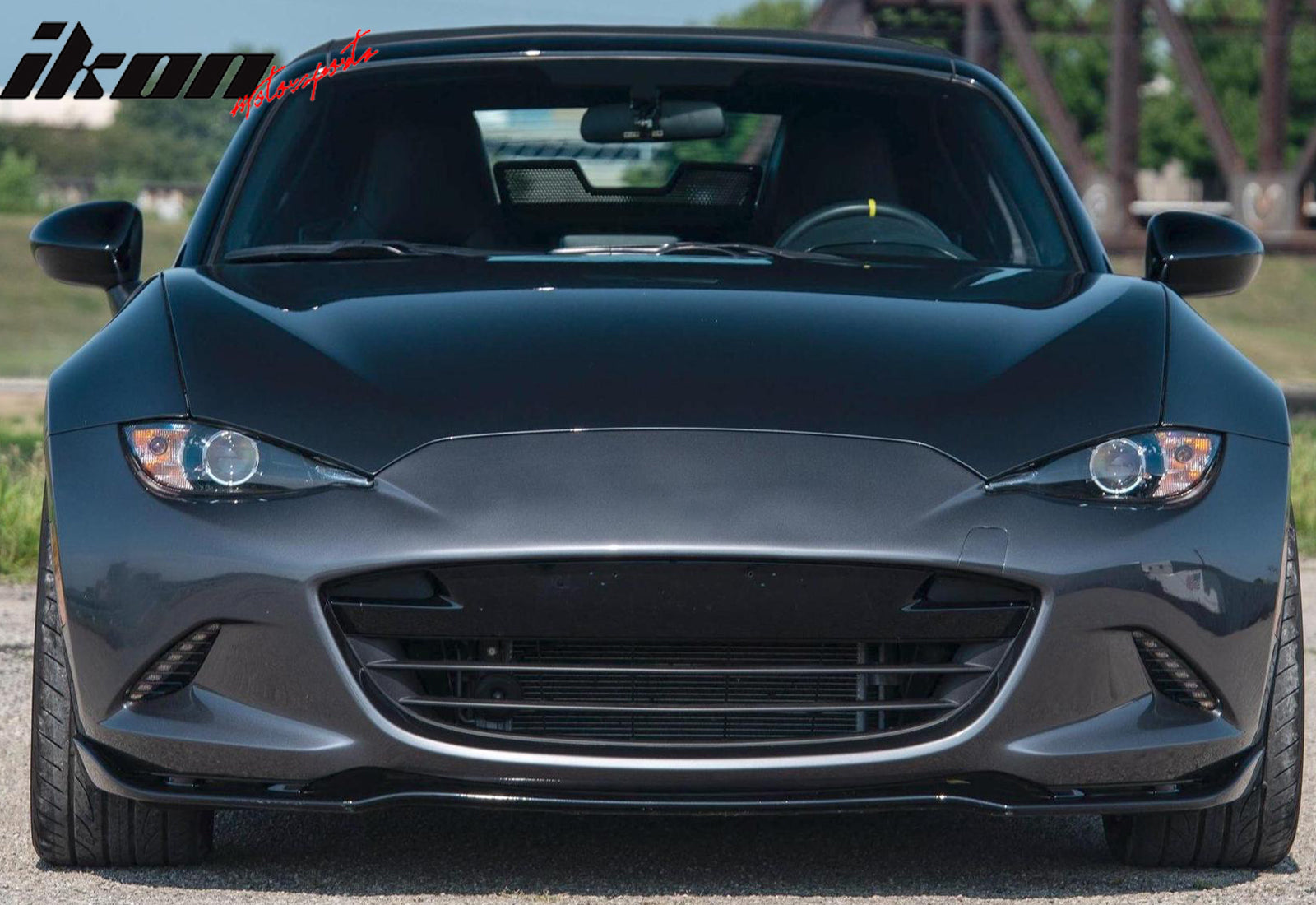 IKON MOTORSPORTS Front Bumper Air Dam Grille Trim, Compatible with 2016-2026 Mazda MX5 MX-5 Miata, Real Carbon Fiber CF Front Bumper Air Dam Grille Molding Trim