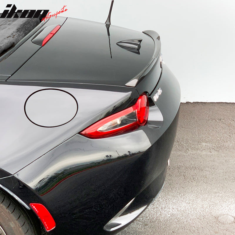 IKON MOTORSPORTS, Trunk Spoiler Compatible With 2016-2025 Mazda MX-5 & MX-5 Miata, Real Carbon Fiber V Style Rear Lip Spoiler Wing, 2017 2018 2019