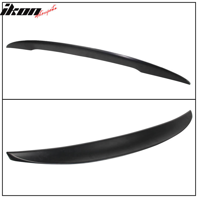 IKON MOTORSPORTS, Trunk Spoiler Compatible With 2016-2025 Mazda MX-5 & MX-5 Miata ND 4th Gen, P Style Unapinted Black ABS Plastic Rear Trunk Lid Spoiler Wing Lip