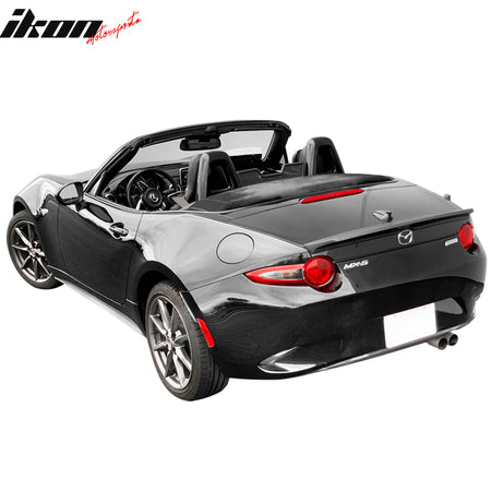 IKON MOTORSPORTS, Trunk Spoiler Compatible with 2016-2025 Mazda MX-5 & MX-5 Miata, Unpainted Black FRP Rear Trunk Lid Spoiler Wing Lip