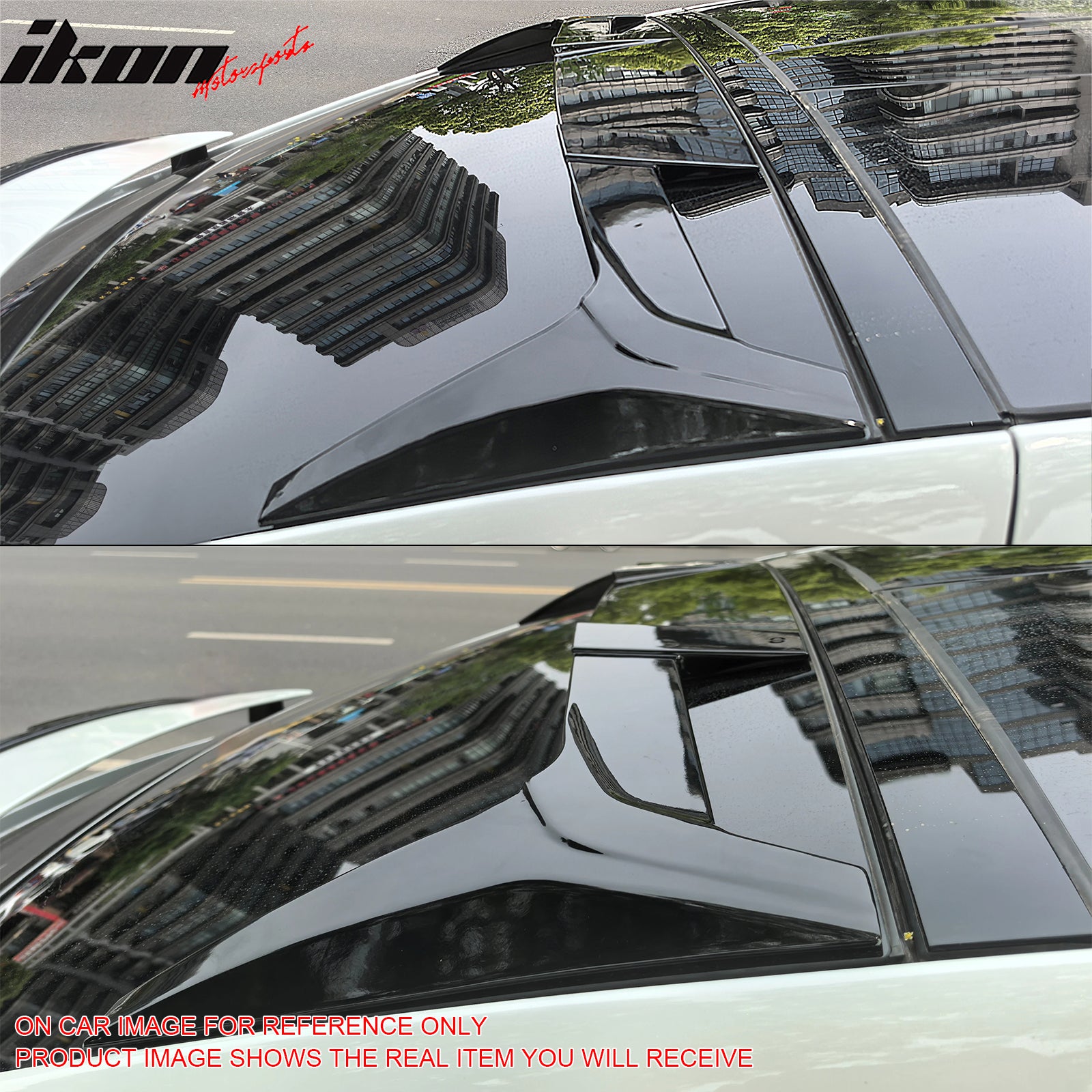 IKON MOTORSPORTS, Rear Window Roof Spoiler Compatible with 2016-2025 Tesla Model X, ST Style Painted Gloss Black ABS Top Roofline Windshield Visor Spoiler Wing