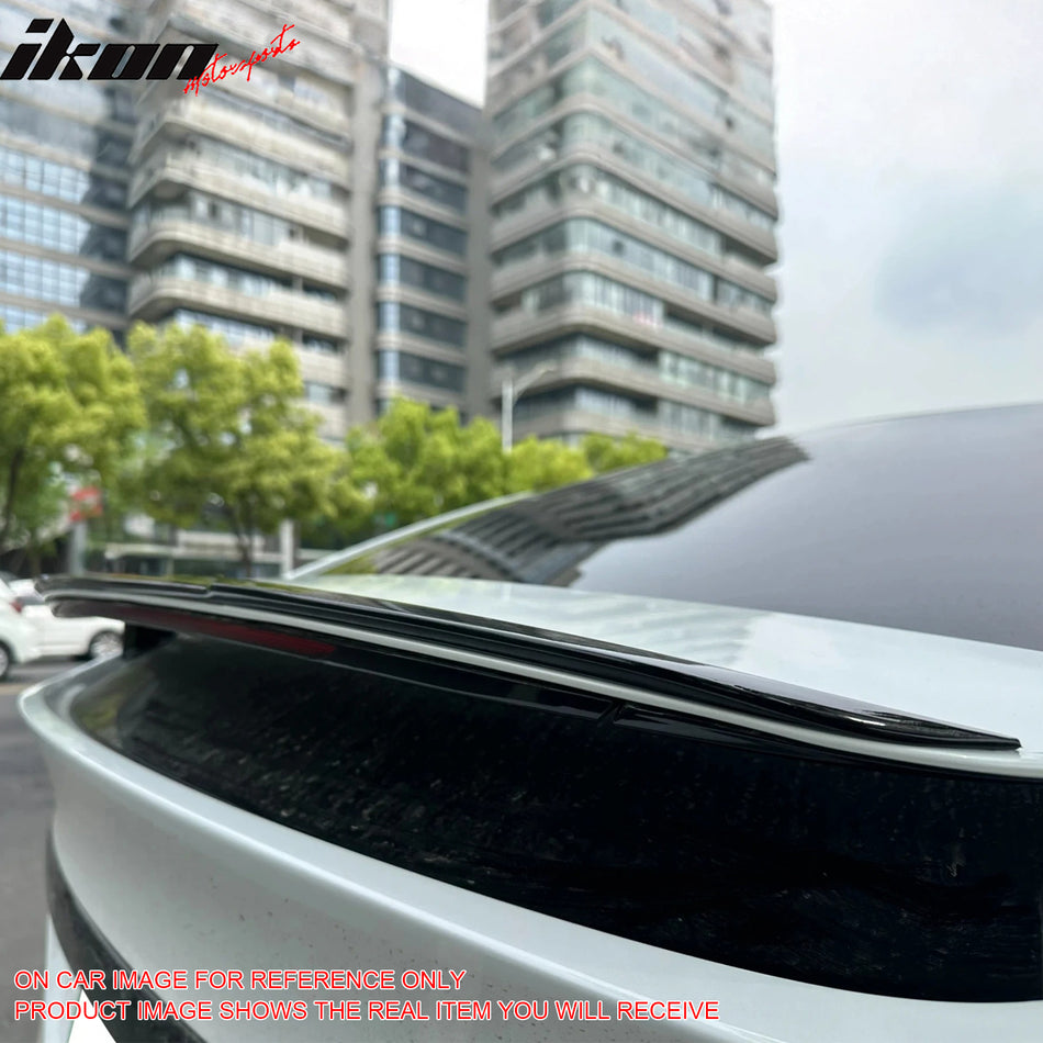 IKON MOTORSPORTS, Trunk Spoiler Compatible with 2016-2025 Tesla Model X, V Style Painted Gloss Black ABS Plastic Rear Trunk Lid Spoiler Wing Lip