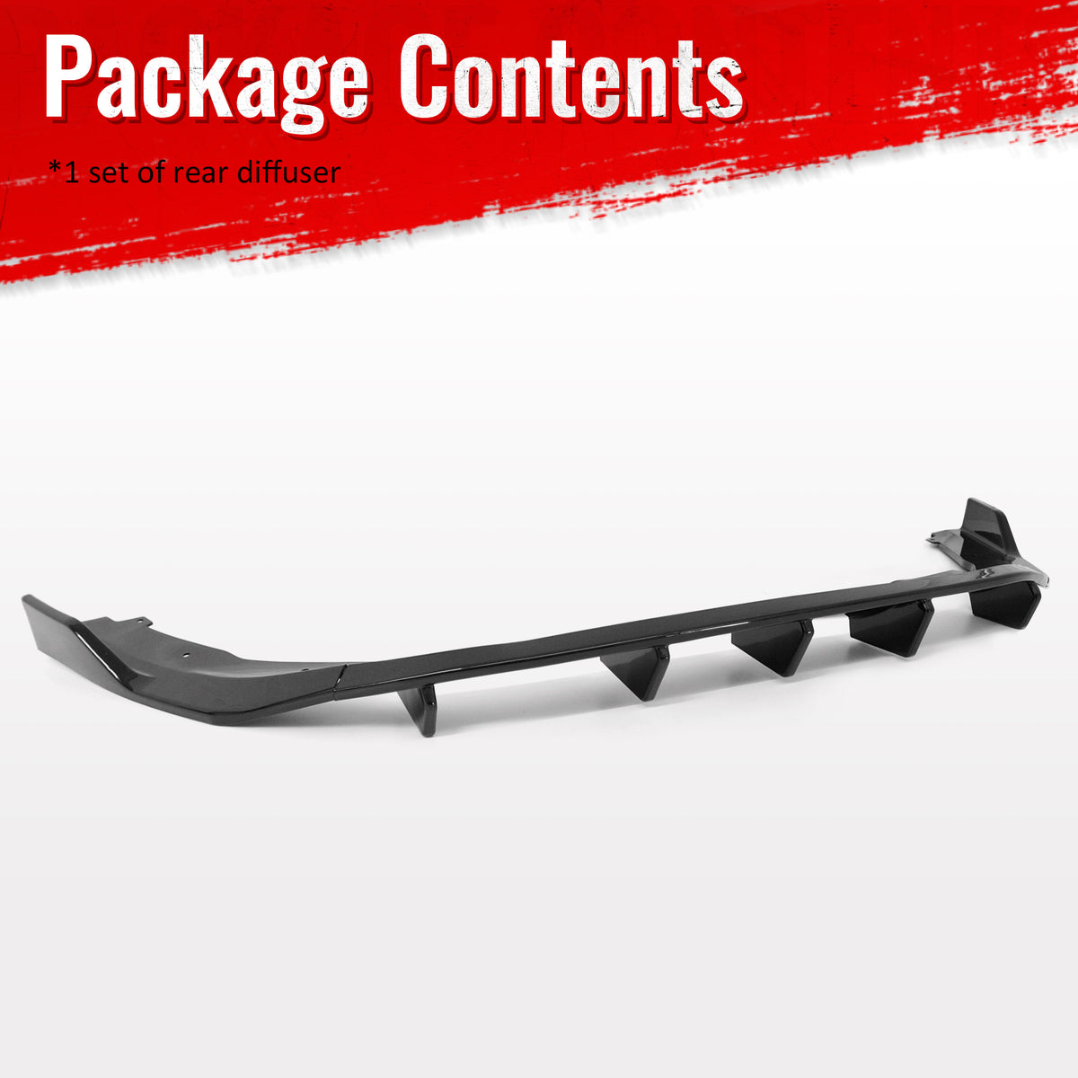 Fits 16-26 Mazda MX-5 Miata Gloss Black IKON Style Rear Bumper Diffuser ABS 3PCS