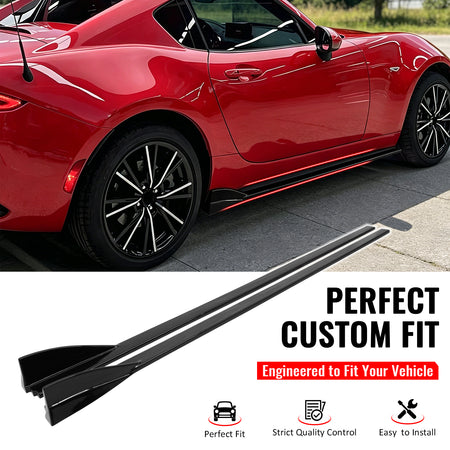 IKON MOTORSPORTS, Side Skirts Extension Compatible with 2016-2026 Mazda MX-5 Miata, IKON Style Gloss Black ABS Add On Rocker Panel Splitter Side Underbody Spoiler 2PCS