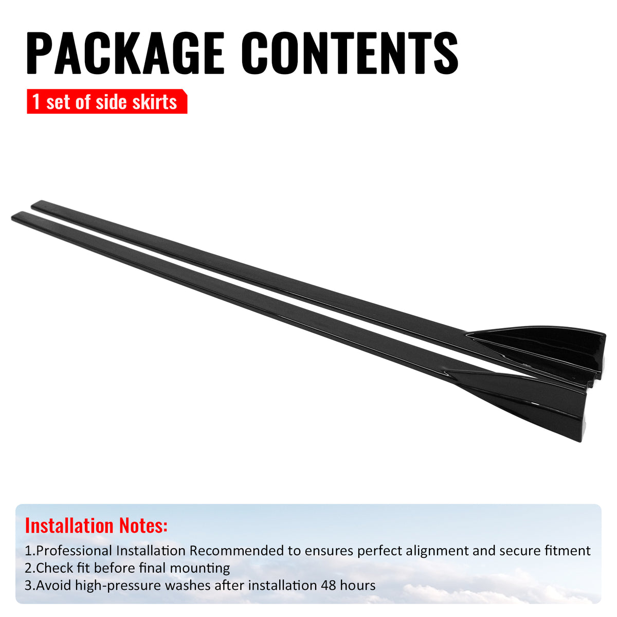 For 16-26 Mazda MX-5 Miata Gloss Black IKON Style Side Skirts Extension ABS Pair