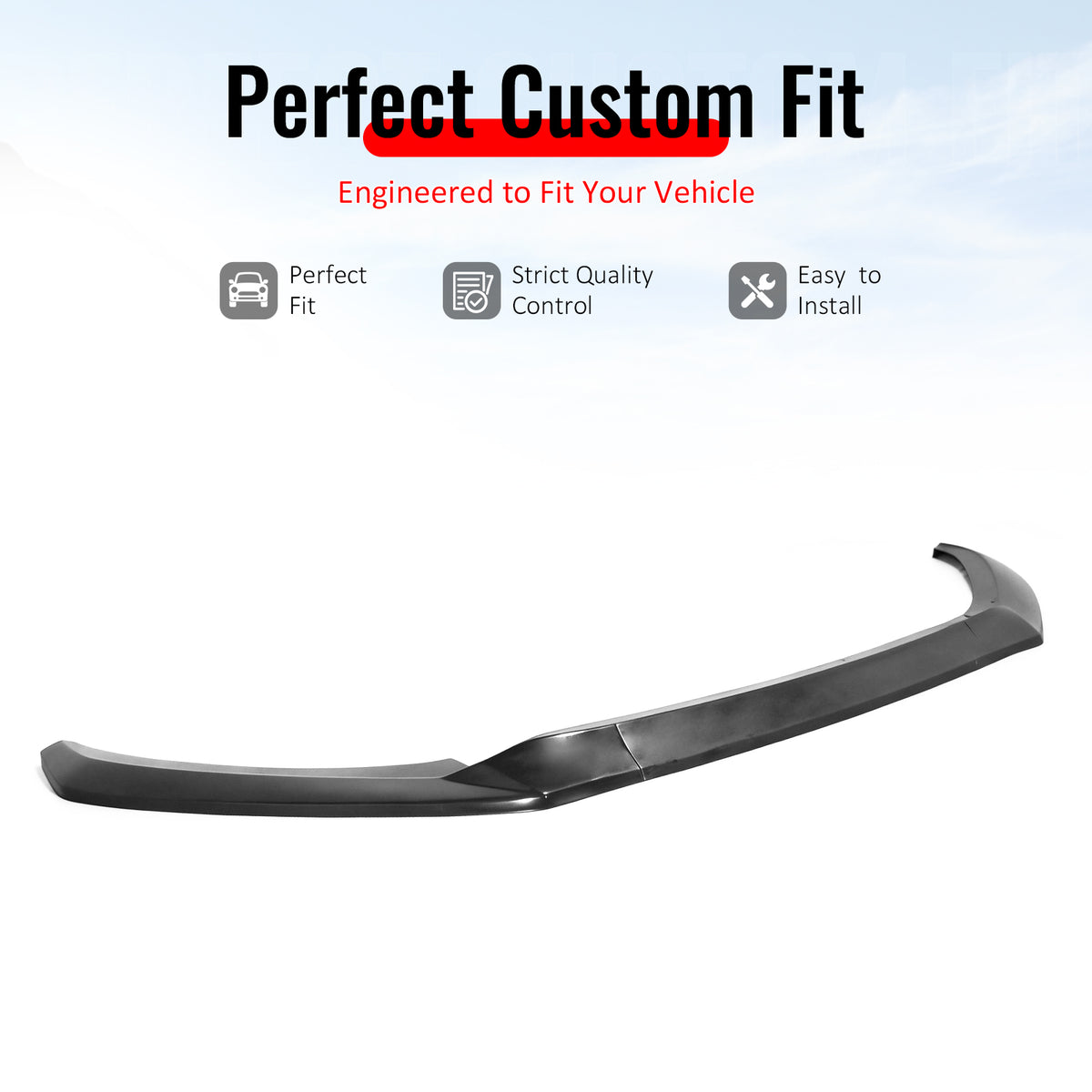 Fit 2017-2018 Hyundai Elantra Front Bumper Lip GT Style Unpainted Black PU