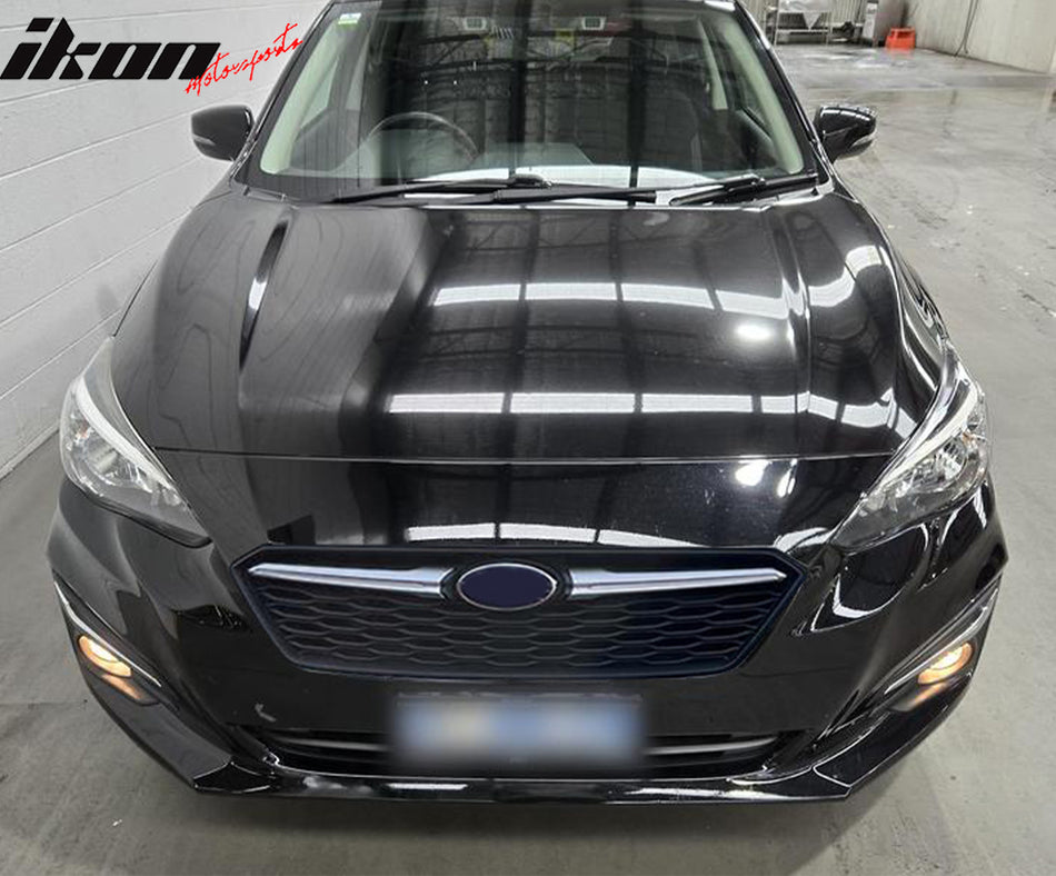 IKON MOTORSPORTS Front Upper Grille, Compatible with 2017-2019 Subaru Impreza, OE Style Gray W/ Chrome ABS Plastic Replacement Front Bumper Hood Grill 1PC