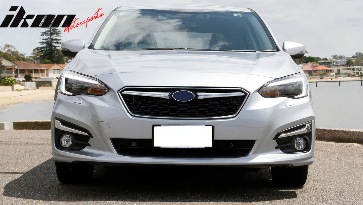 Fits 17-19 Subaru Impreza OE Style Front Bumper Upper Grille ABS Gray W/ Chrome