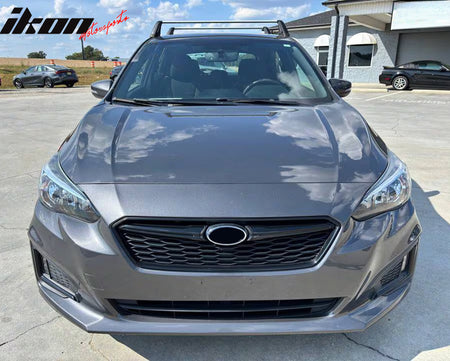 IKON MOTORSPORTS Front Lower Grille, Compatible with 2017-2019 Subaru Impreza, OE Style Unpainted Black ABS Plastic Replacement Front Bumper Hood Grill