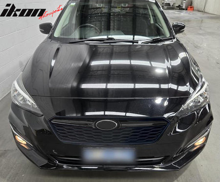 IKON MOTORSPORTS Front Upper Grille, Compatible with 2017-2019 Subaru Impreza, OE Style Gloss Black ABS Plastic Replacement Front Bumper Hood Grill 1PC