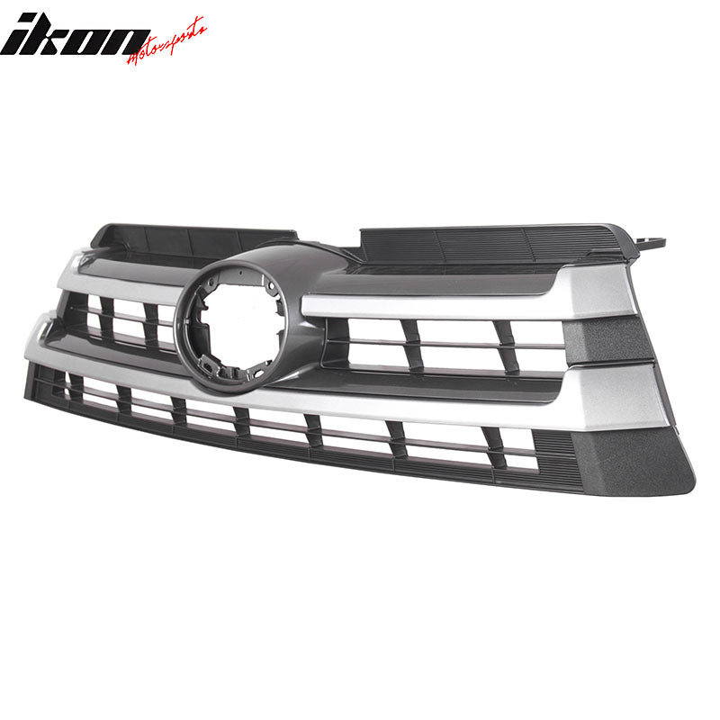 IKON MOTORSPORTS Front Upper Grille, Compatible with 2017-2019 Toyota Highlander, OE Style Black Chrome ABS Replacement Front Bumper Hood Grill