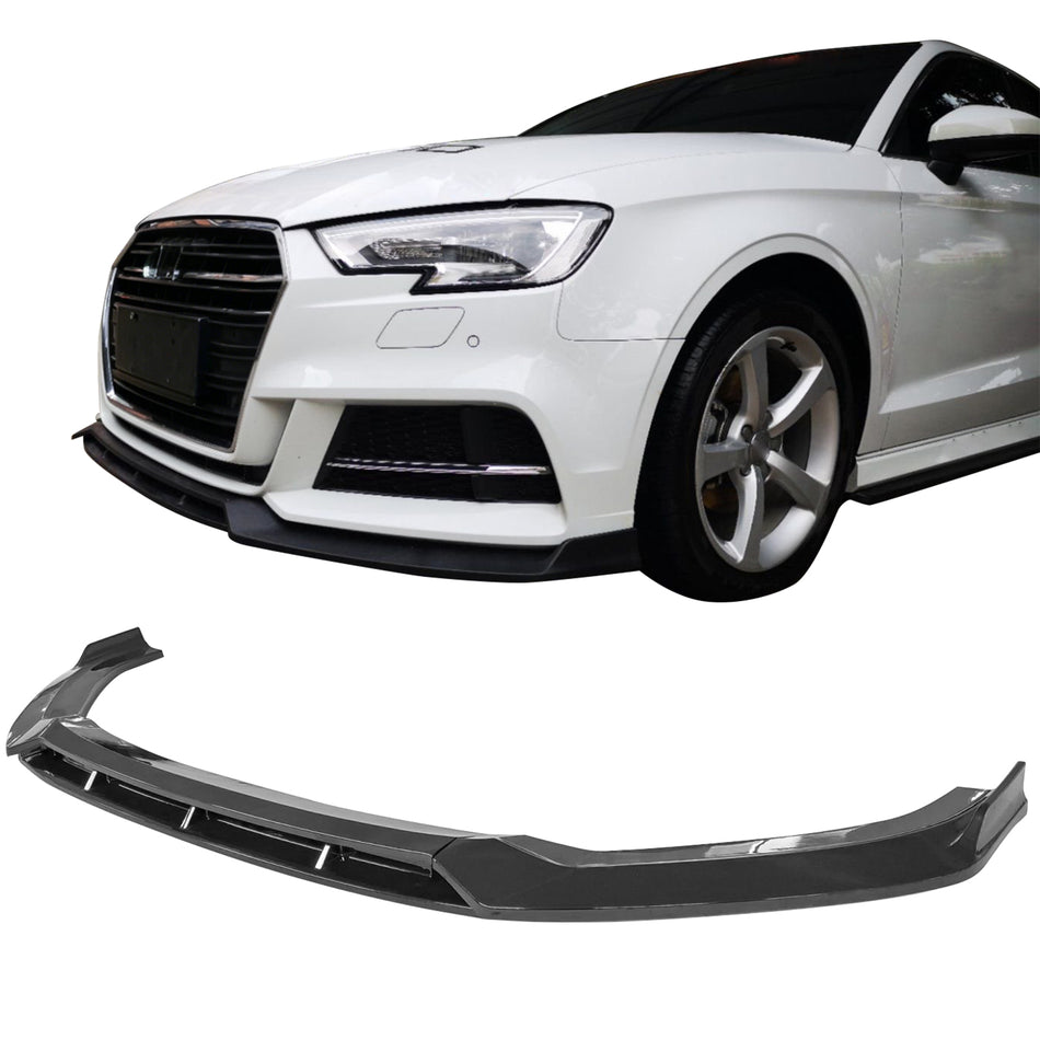 2017–2020 Audi S3 A3 8V IKON Style Gloss Black Front Bumper Lip Spoiler PP