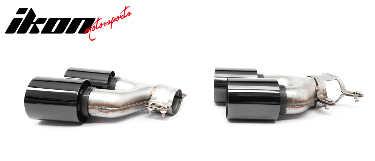 Fits 17-20 BMW 5 Series G30 M5 Style Stainless Steel Quad Exhaust Tips - Black