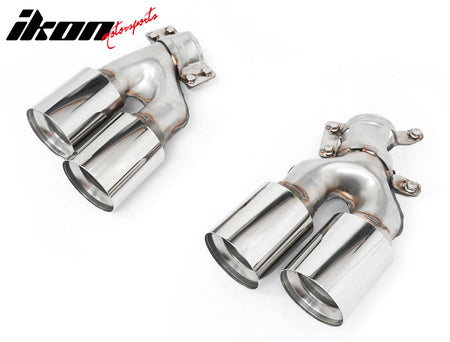 Fits 17-20 BMW 5 Series G30 M5 Style Stainless Steel Quad Exhaust Tips - Silver