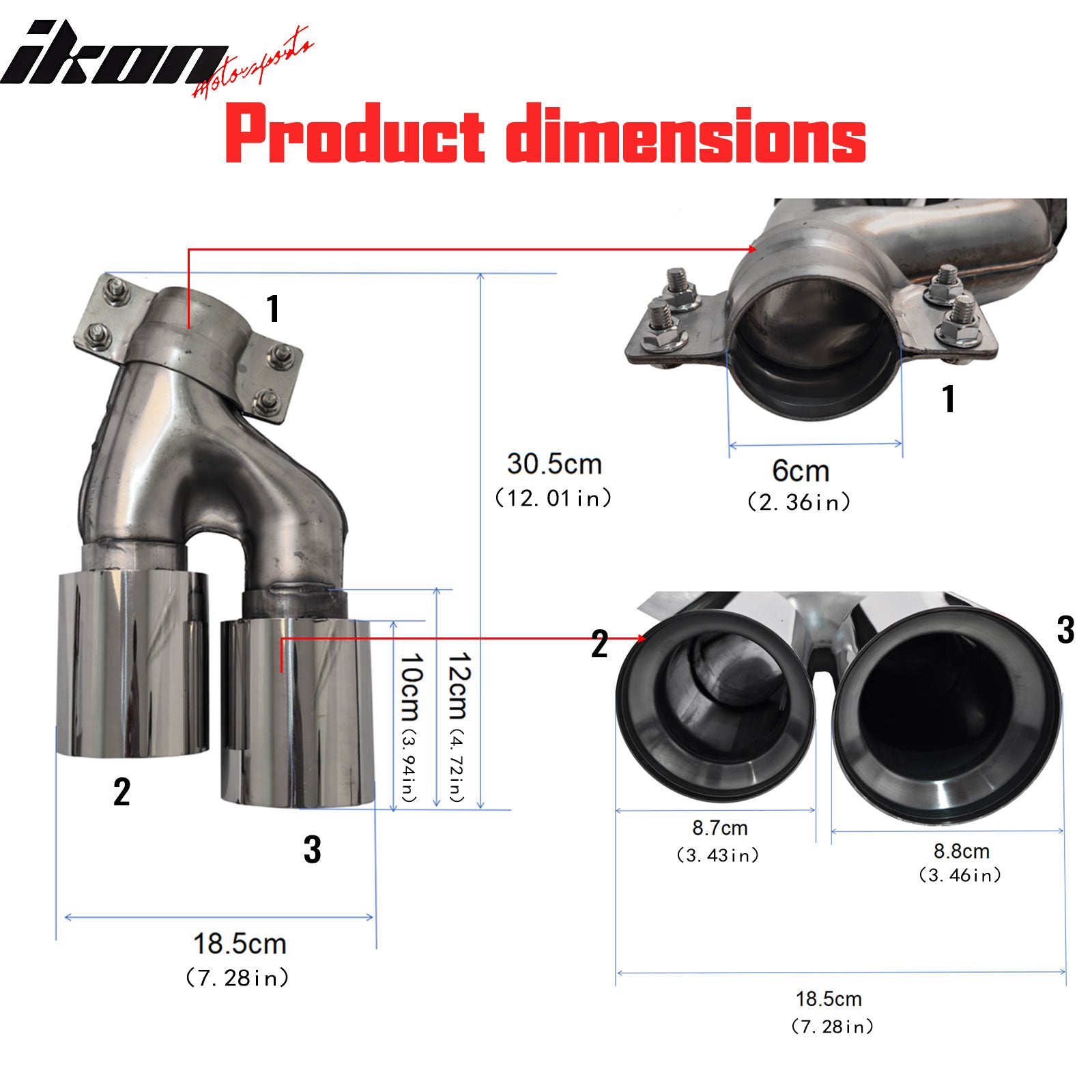 Fits 17-20 BMW 5 Series G30 M5 Style Stainless Steel Quad Exhaust Tips - Silver