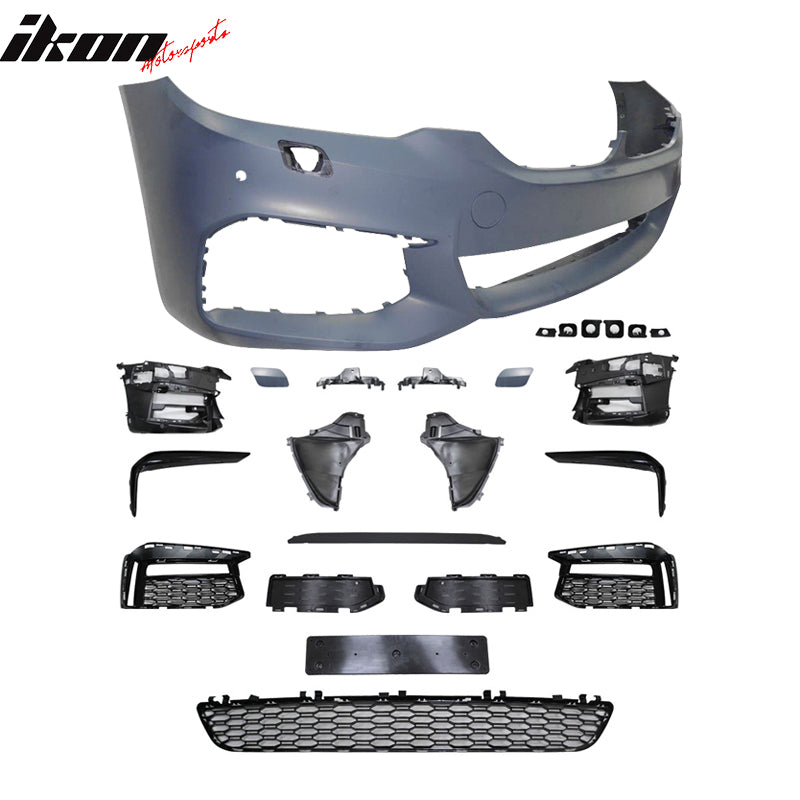 Fits 17-20 BMW G30 5 Series Front Bumper Cover W/MP Style Bumper Lip & Grille PP
