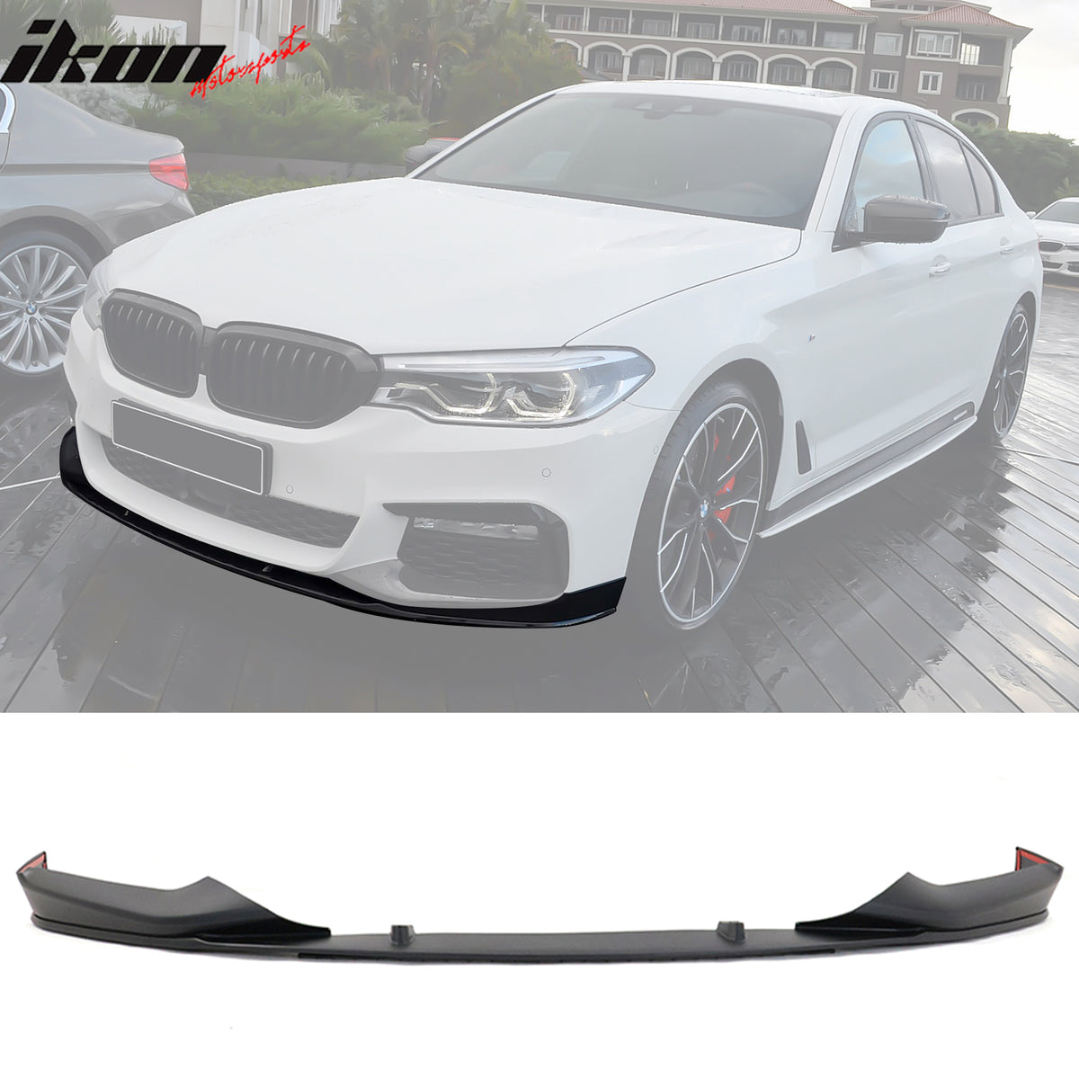 Fit 17-20 BMW 5 Series G30 MP Style Front Bumper Lip & Side Sill & Rear Diffuser